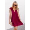 QICED Fashion Summer Spring Solid Color Print Sleeveless V-Neck Casual Dresses