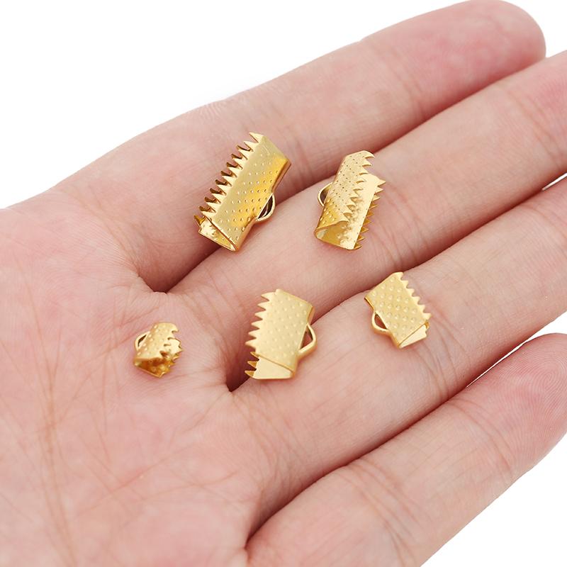 20pcs Crimp Beads Cord End Caps Cove Clasps String Ribbon Leather Clips Foldover Connectors for DIY Jewelry Findings Supplies
