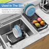 Simple Trending Small Dish Drying Rack, Compact Expandable Dish Rack with Cutlery Holder, Sink Dish Drainer for Kitchen Countertop, Black