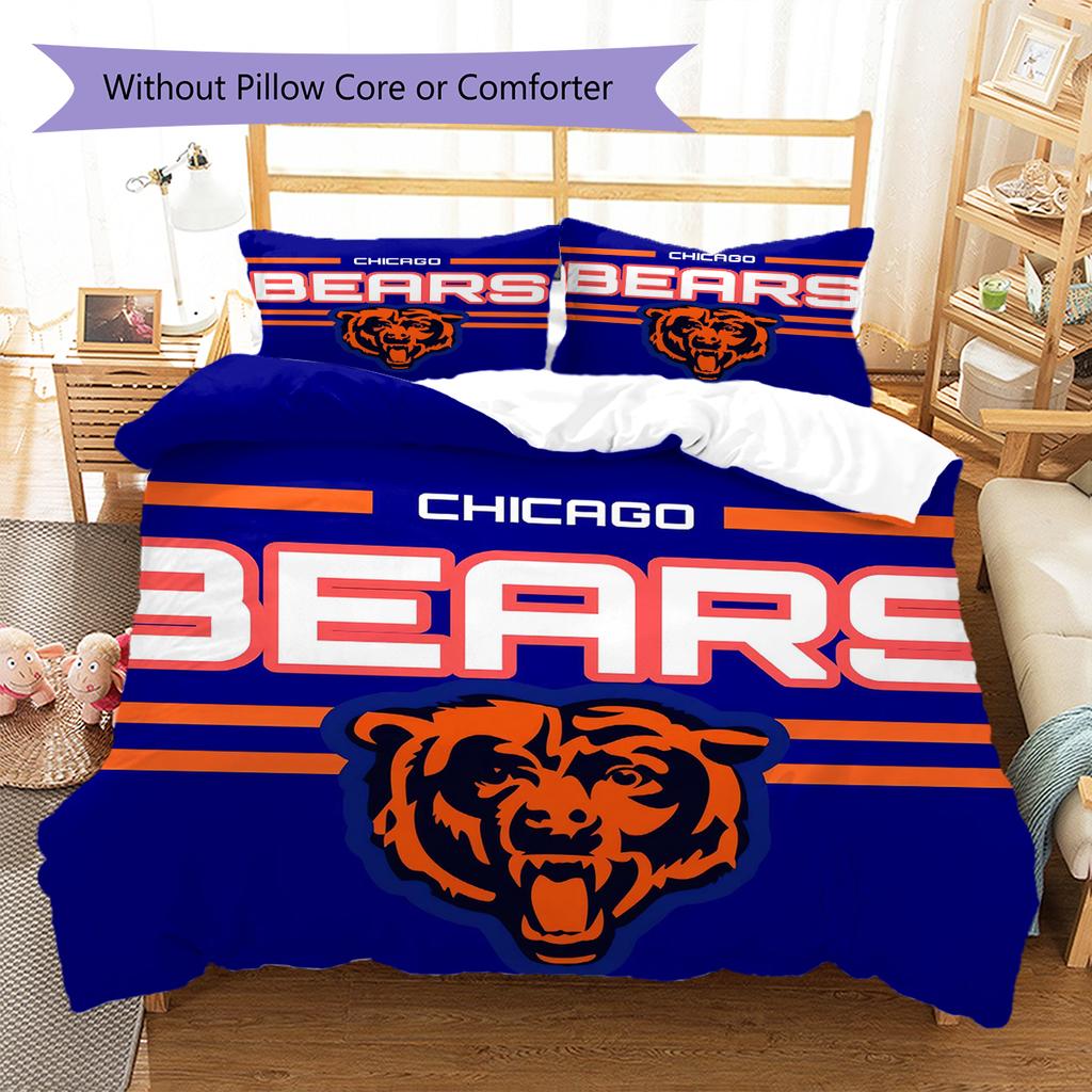 Set Copripiumino Trapuntato con Fantasia Chicago Bears Federa Decorazione per la Casa Regalo (1 * copripiumino + 2 * federa, senza nucleo)