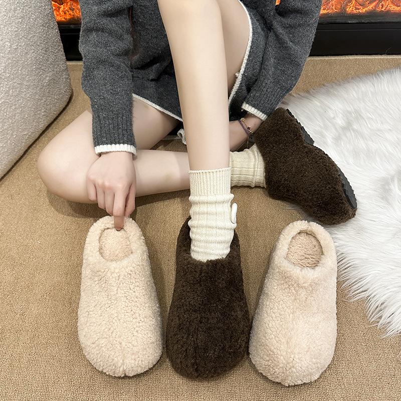 Women's Baotou lightweight and comfortable a footstirrup heightening winter warm cold padded non-slip wear-resistant leisure cotton slippers