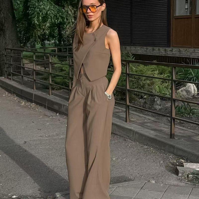 European and American Leisure Fashion Elegant Sleeveless Vest Pants Suit Sleeveless Vest Pants Set