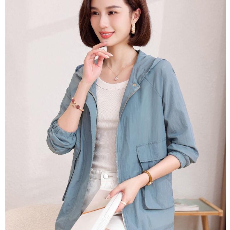 Moda primăvară vară jachetă subțire pentru femei, haină pentru femei, cu glugă, uniformă lungă de baseball, jachete largi