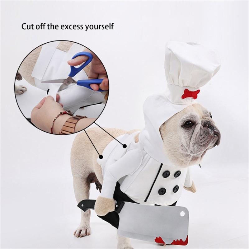 Creative Cook Cosplay Pet Costume with Cutter and Cook Hat Funny Cook Outfit For Dog Cats Daily Wear Halloween Party