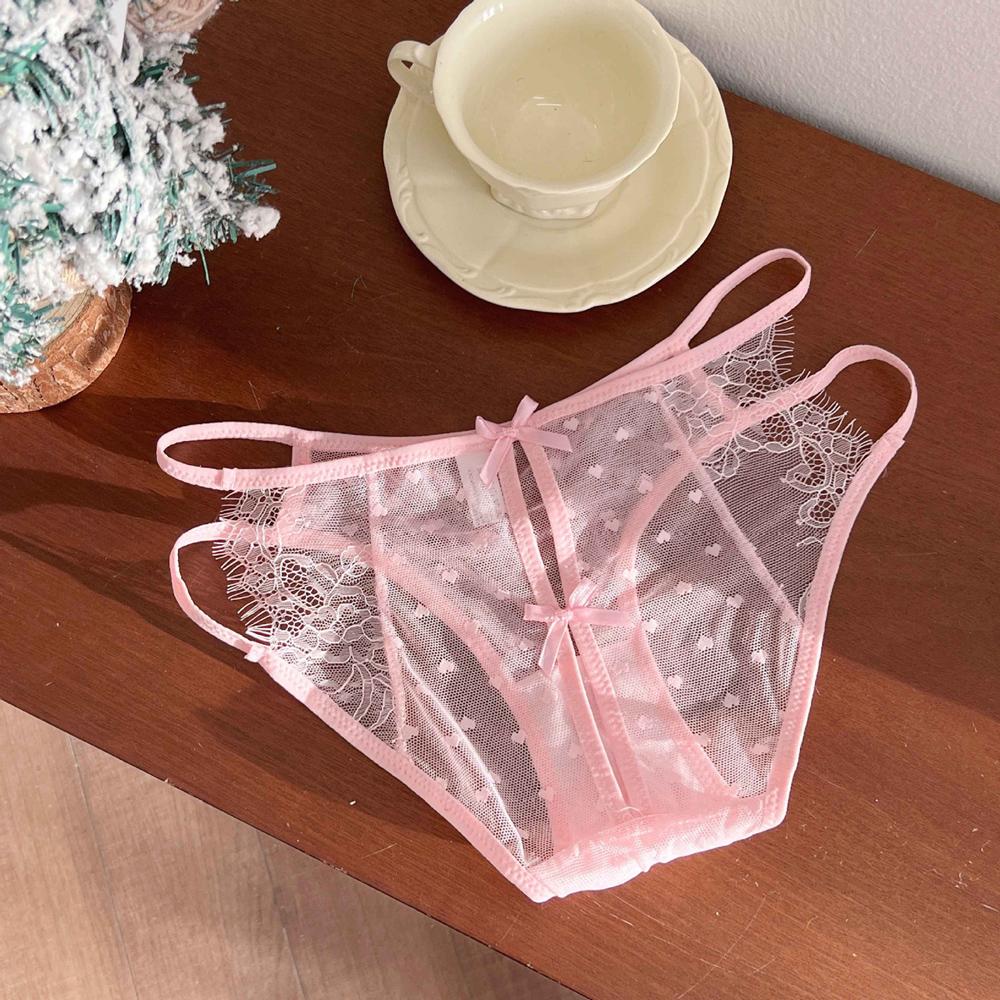Women's Panties Low Waist Lace Cross Waistband Lace Trim Hollow Out Light Sexy Underwear Breathable Comfortable