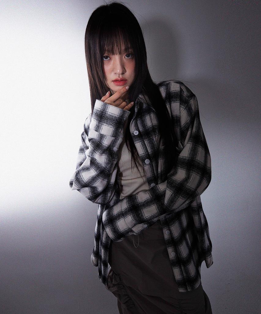 Plasma Sphere Ink Shirt In Ivory (Oversized Check Shirt)