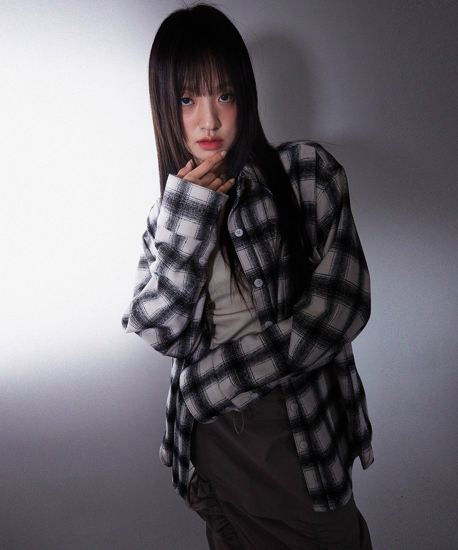 Plasma Sphere Ink Shirt In Ivory (Oversized Check Shirt) Ivory/Free