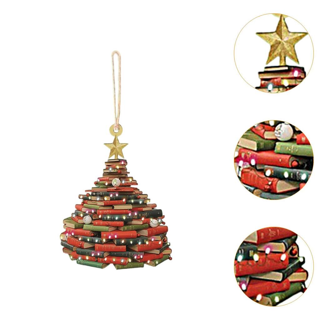 Book Christmas Tree Decoration Creative Home Decoration Stack of Books Pendant for Porch Balcony Bedroom Window Living Room