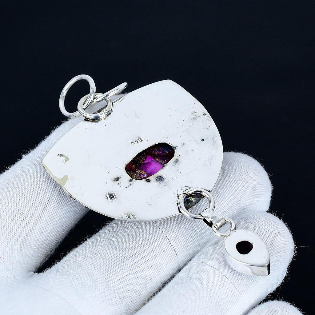 Kingman Spiny Turquoise Pendant, 925 Sterling Silver Handmade Jewelry, Amethyst Silver Pendant, Party Wear Jewelry For Women's, Pendant Love Gift