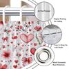 1Pc Heart-Shaped Bow Patterned Shower Curtain, Machine Washable Fabric, With Hooks, Suitable For Bathroom Decoration.