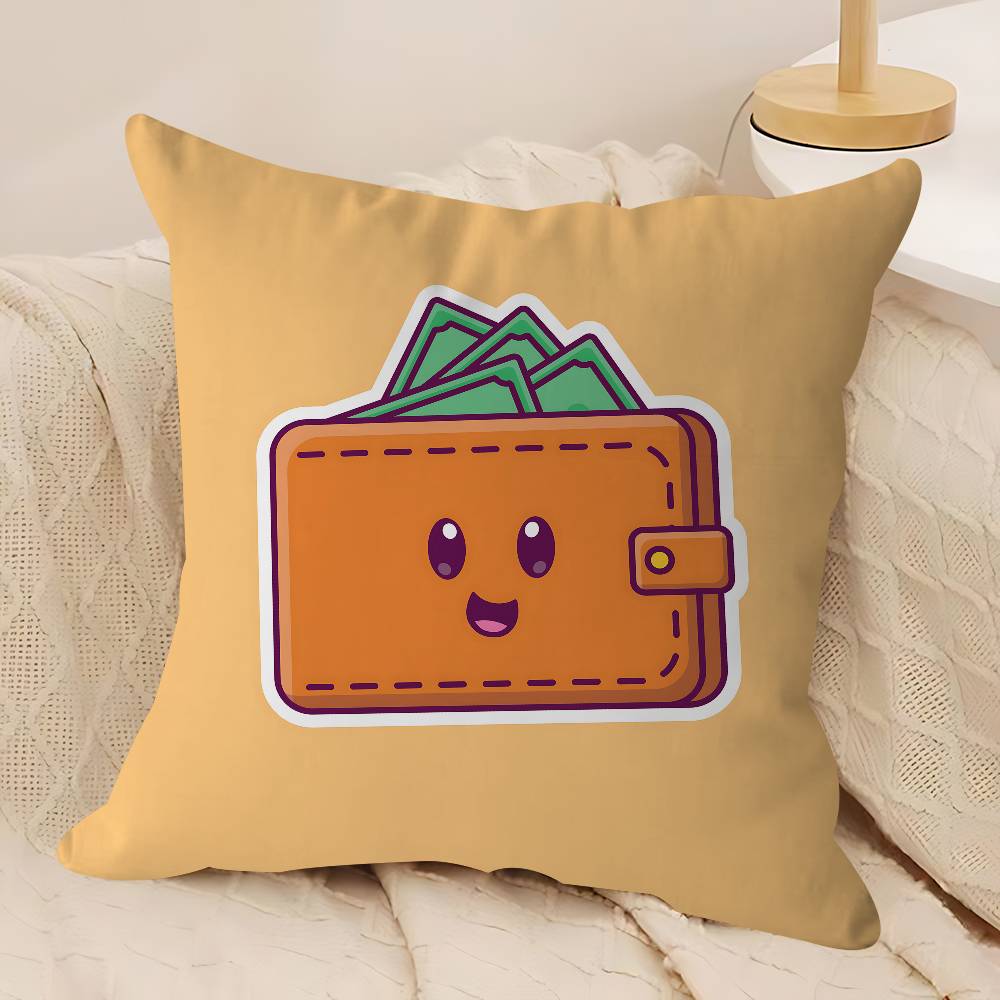 

Cartoon Currency Cushion Cover Pillowcase Upholstery Sofa Throw Pillow Home Decor Pillowcas 12x12Inch
