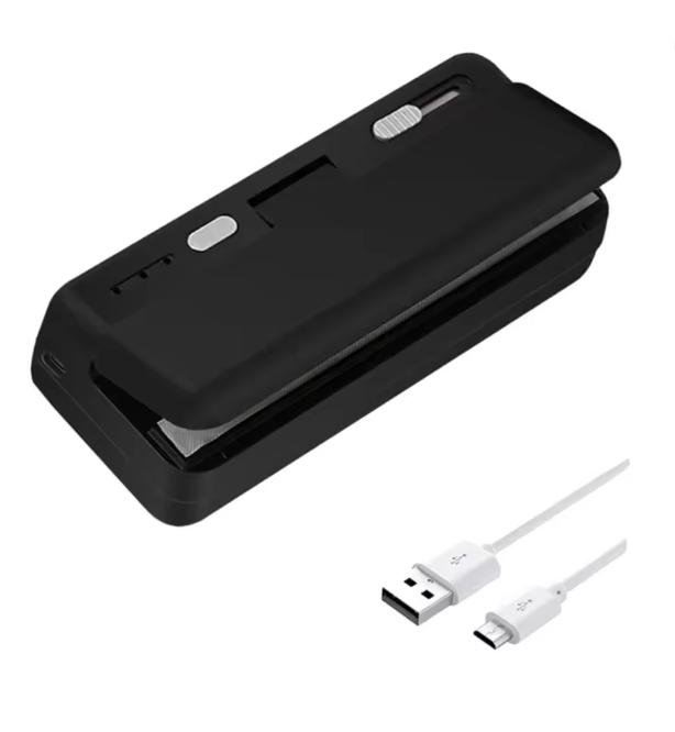 

Mini Plastic Bag Sealer Heat Bag Sealing Machine Food Packaging Plastic Bags Sealer Clip Bag Handheld Rechargeable Heat Sealer чорний