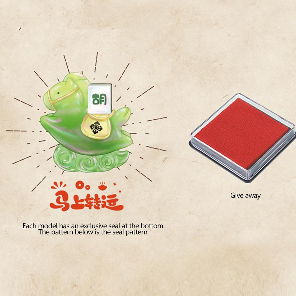 Chinesischer Stil Kleines Pferd Siegel Ornament Mit Stempelkissen Cartoon Glück Pony Schreibtisch Heimdekoration Neujahrsgeschenk Festtagsgeschenk