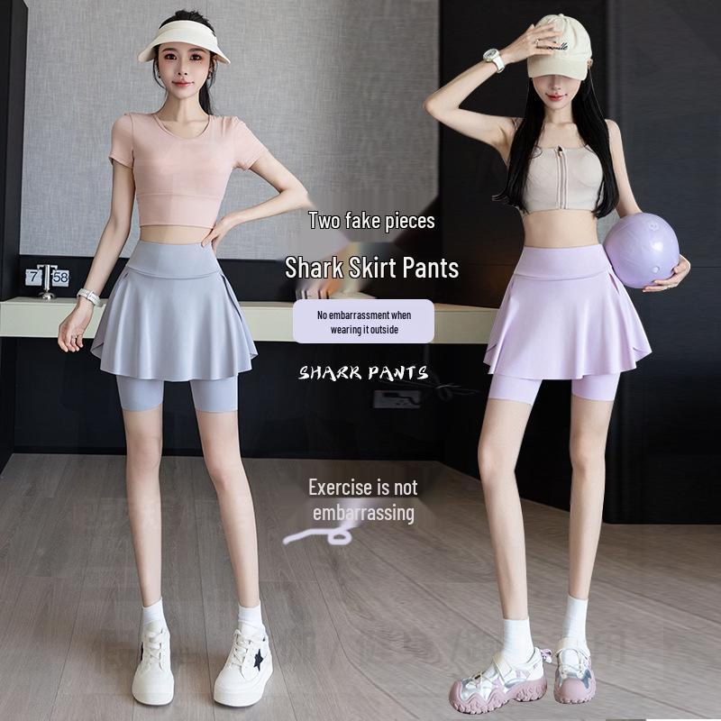 Damen Übergröße Zweiteiliger Rock mit Shorts und Taschen - Sommer Rad- & Yoga-Bekleidung