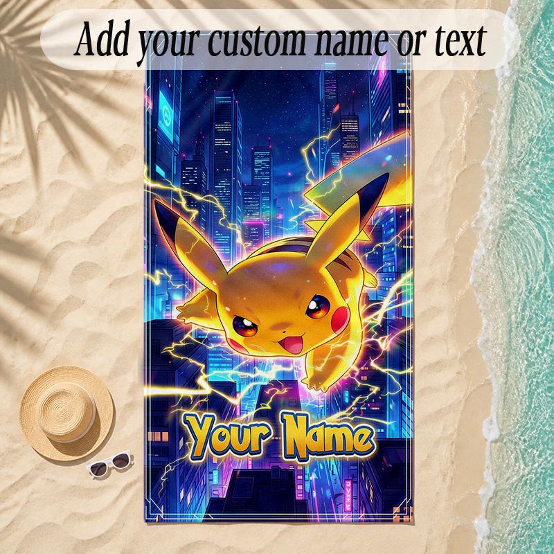 Beach TowelPokémon Custom Name Text Personalized Soft Towel for Beach Pool Indoor Home Decor Gift