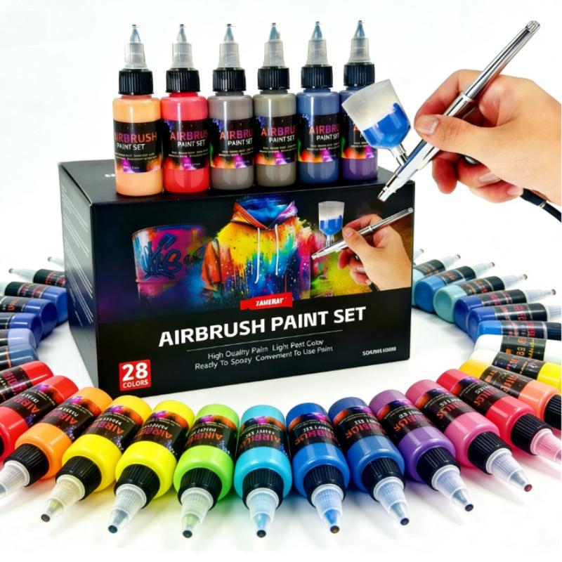 12/28-color Fine-tip Airbrush Acrylic Paint Set Water-based Model Paint for DIY Hand-painting Spraying and Inking