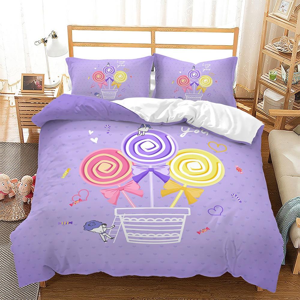 Lollipop duvet cover pillowcase Sweet bedding set King size 3D children's comforter sets 2/3 pieces gift for boys and girls