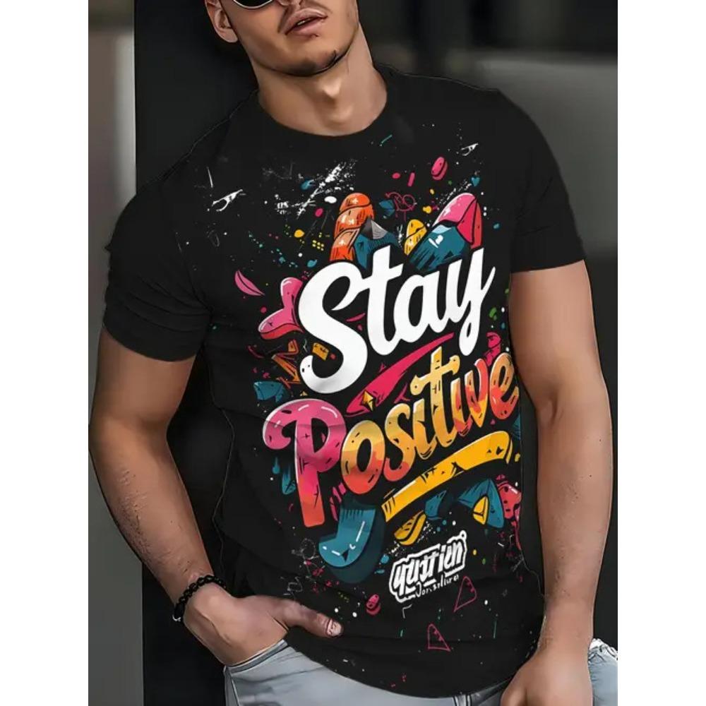 Summer Comfortable Fashionable Men's T-shirt Colorful Fun Printing Soft Comfortable Breathable Round Neck Short Sleeved T-shirt