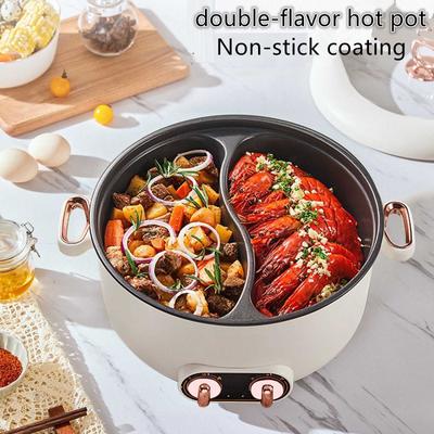 Panela elétrica multicooker 220V, máquina de cozinhar doméstica antiaderente, frigideira de 5L, panela quente com sabor duplo e panela única de 3L