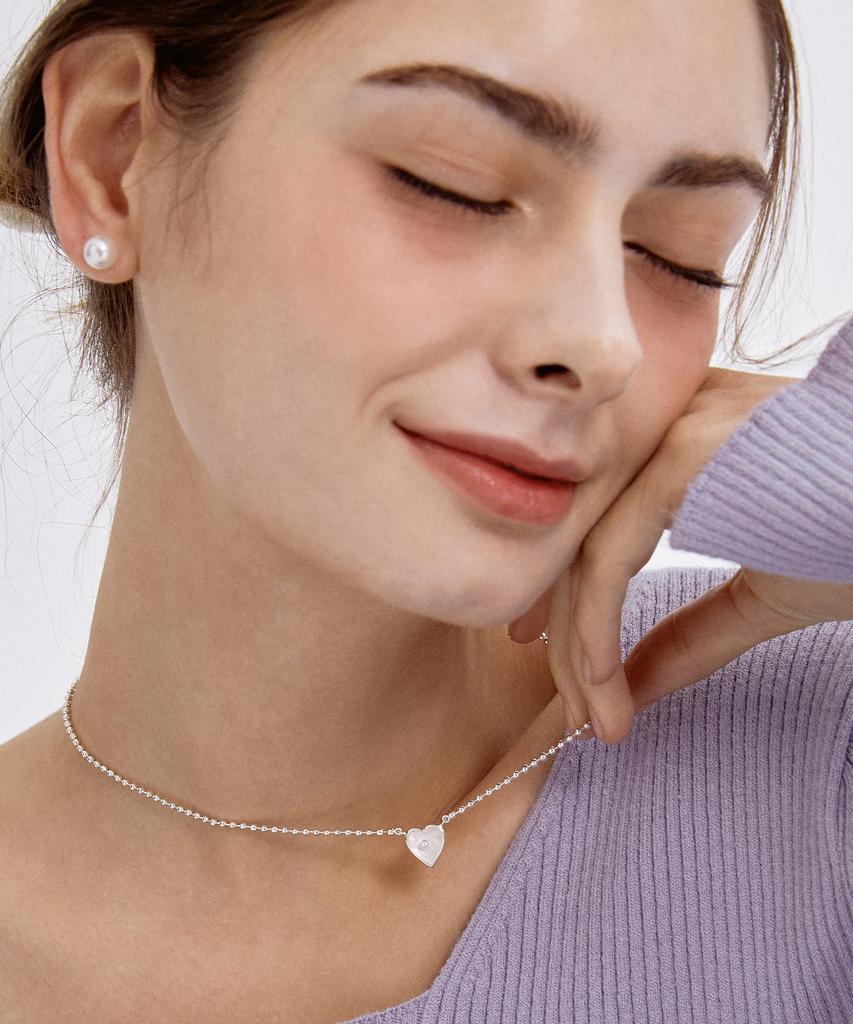 Tatiana (Silver925) Mother Of Pearl Heart Necklace Nz2037
