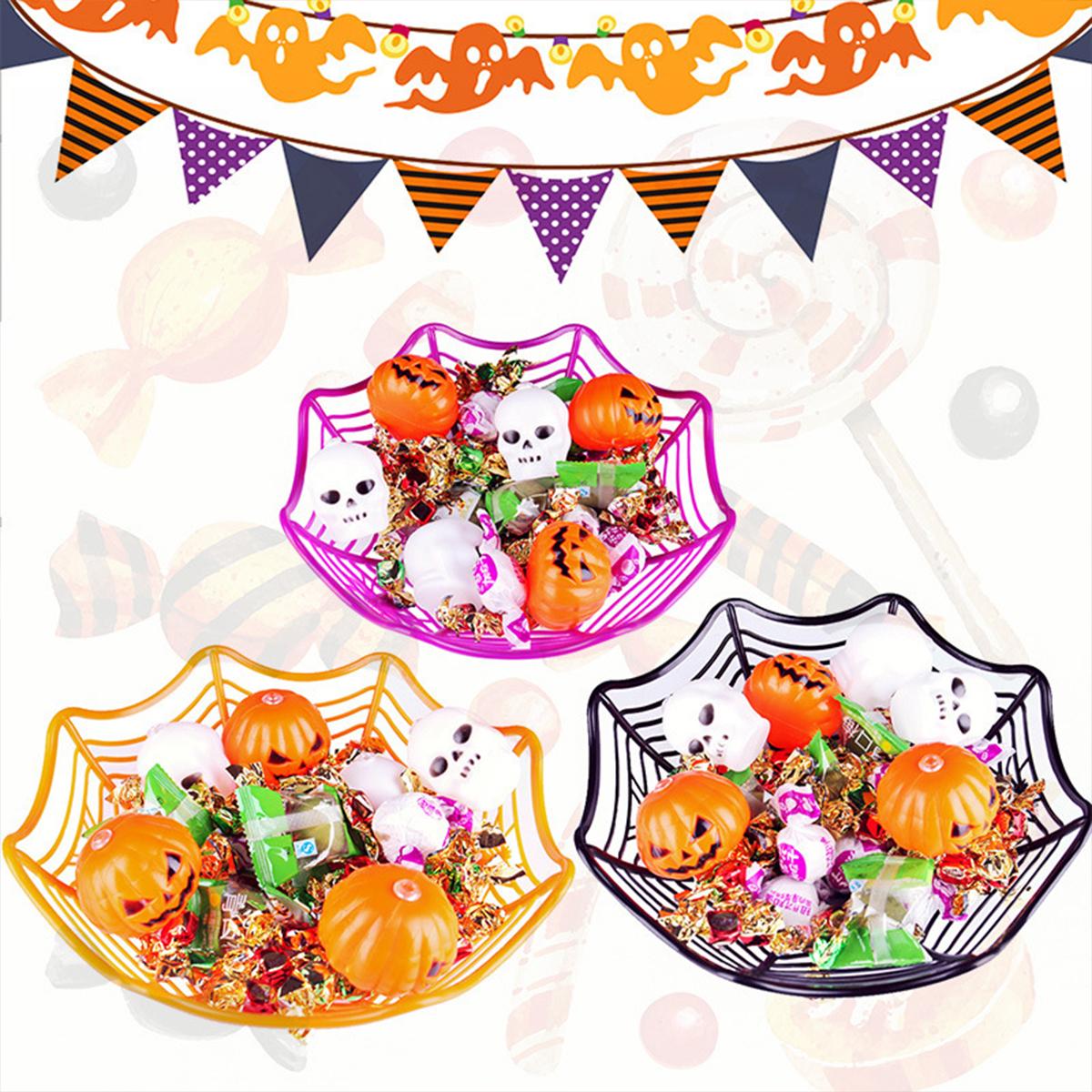 

1PC - Halloween Props Spider Web Water Fruit Basket Holiday Snack Storage Plate Candy Plate Decoration фіолетовий