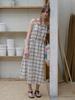 Elssibeui Cotton Plaid Check Strap Dress_Ivory