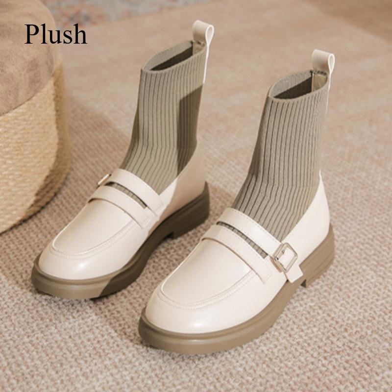 Flat Ankle Boots Autumn and Winter Socks Boots for Women All-match Knitted Stretch Boots