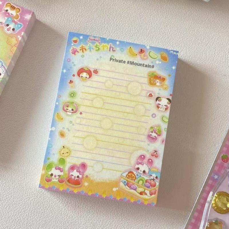 1/4Pcs Lovely Rainbow Rabbit Bear Memo Pads To Do List Journal Notepad Non Sticky Notebook Kawaii Stationery Diy Material Paper