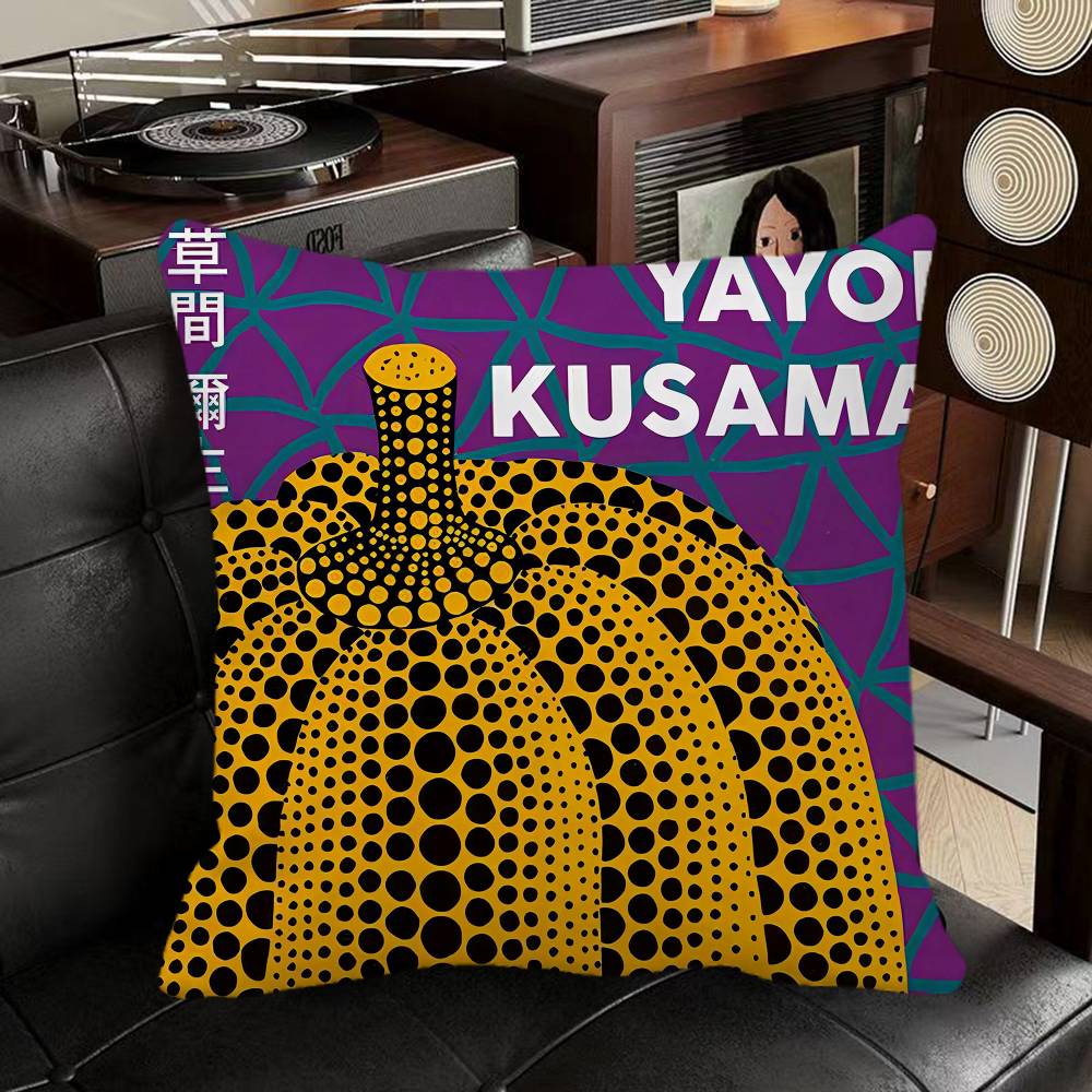 Yayoi Kusama Art Exhibition Pumpkin Flower Wall Art Pillow Case Square Pillow Bedroom Sofa Leisure Comfort Cushion Car
