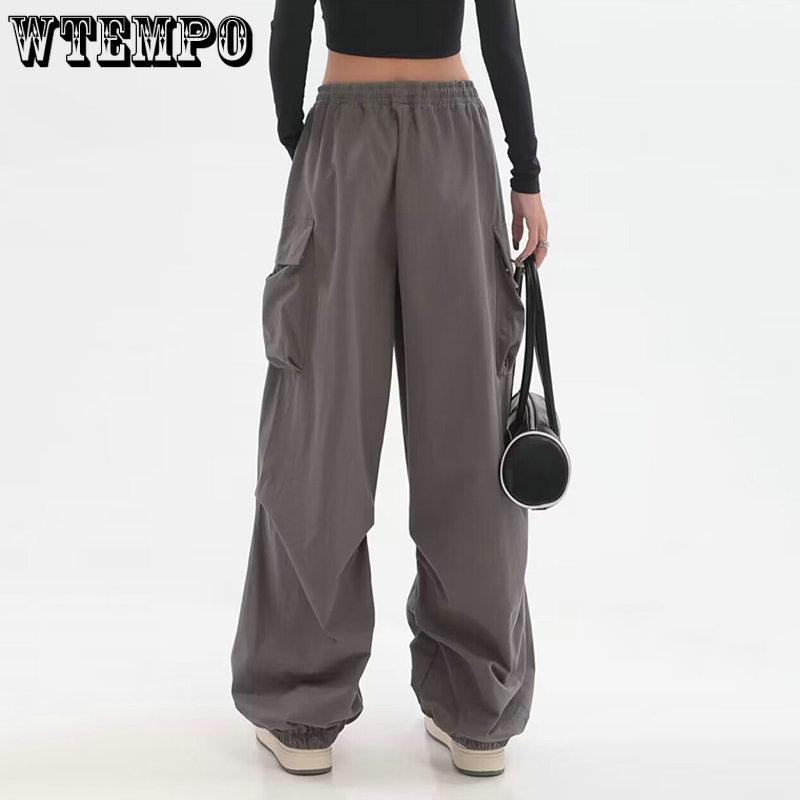 WTEMPO Solide Cargohose Damen Casual Baggy Lange Hose Frühling Herbst Streetwear Vintage Lose Paar Jogginghose