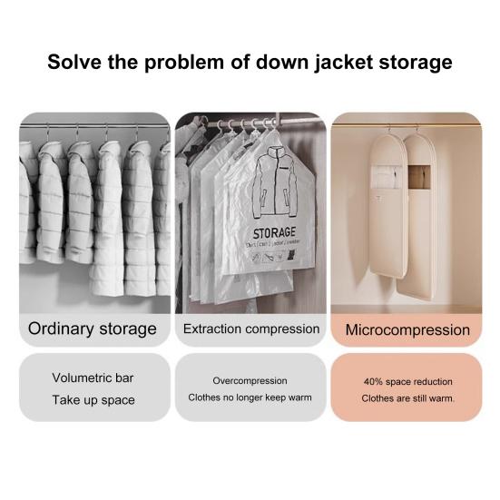 1/3Pcs Hanging Garment Bags with Self Compression Zipper Large Capacity Dustproof Space Saving