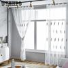 WTEMPO 2PCS Embroidered Window Screen Curtains Nordic Finished Bay Window Screens Bedrooms Living Rooms Mosquito Proof Simple Modern Gauze Curtains