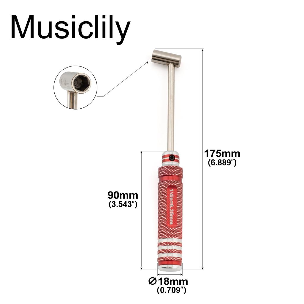 Musiclily Pro Hardened Steel Box Truss Rod Wrench and 8mm Hex Wrenches for Truss Rod Adjustment 3-Piece Set, 6.35mm, 7mm, Guitar/Bass