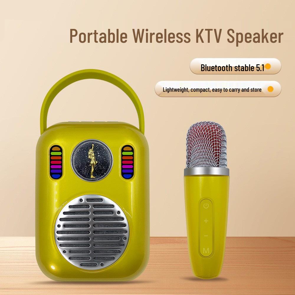 Portable Bluetooth Wireless KTV Speaker and Microphone Set for Outdoor and Home Use