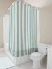 Elegant Blue and White Striped Bathroom Curtain Waterproof Fabric Modern Minimalist Design SpaceSuitable for Wet& Dry Separati