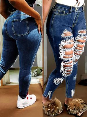 Women's 2024 Autumn Ripped Skinny Jeans - Slimming & Butt-Lifting Fashion