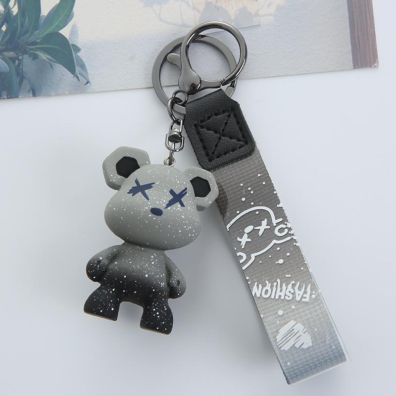 Color-Changing Dragon Bear Keychain - Starry Sky Gradient Pendant for Couple Bags