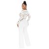 Elegant V-Neck Lace Slim Fit See-Through Jumpsuit