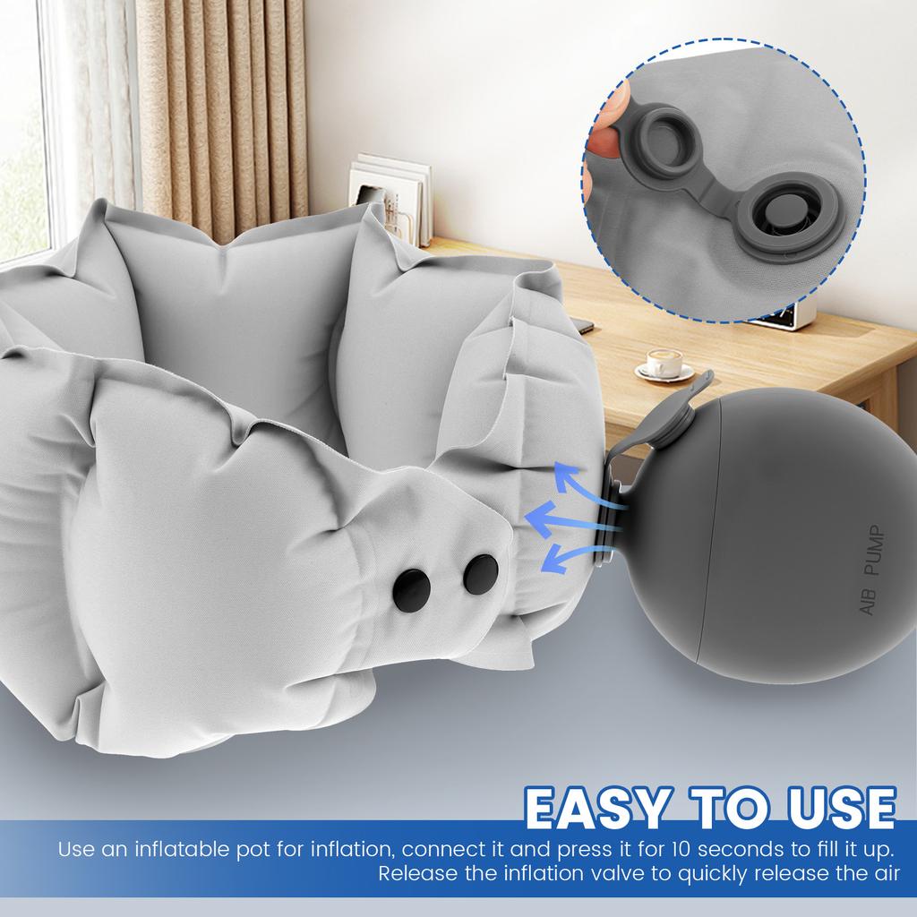 U-shaped Inflatable Neck Pillow Travel Light Portable Lazy Airplane Headrest Reduce Fatigue Office Sleep Pillow