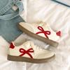 Cute bow board shoes  summer new versatile niche chic shoes platform bread shoes