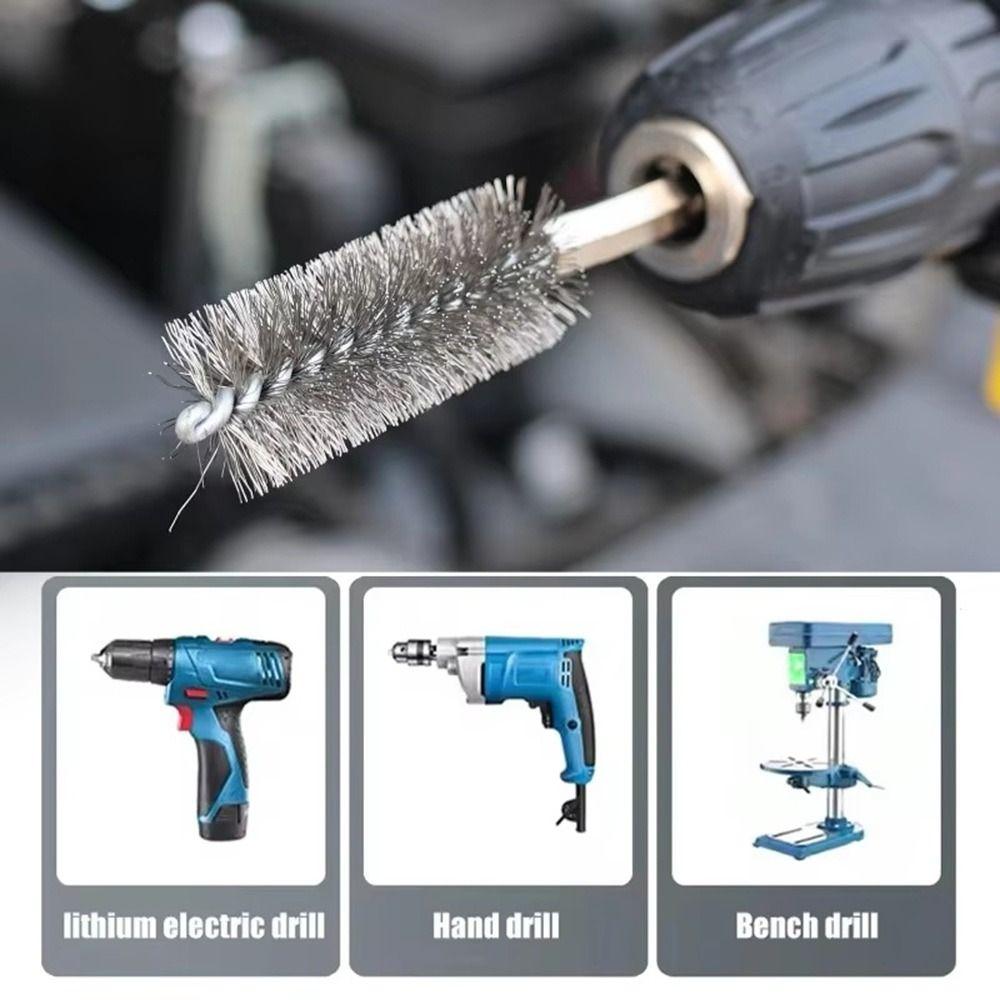 6/8/10/12/14Pcs With Handle Steel Bore Brush Cleaning Brush  for Power Drill Impact Driver