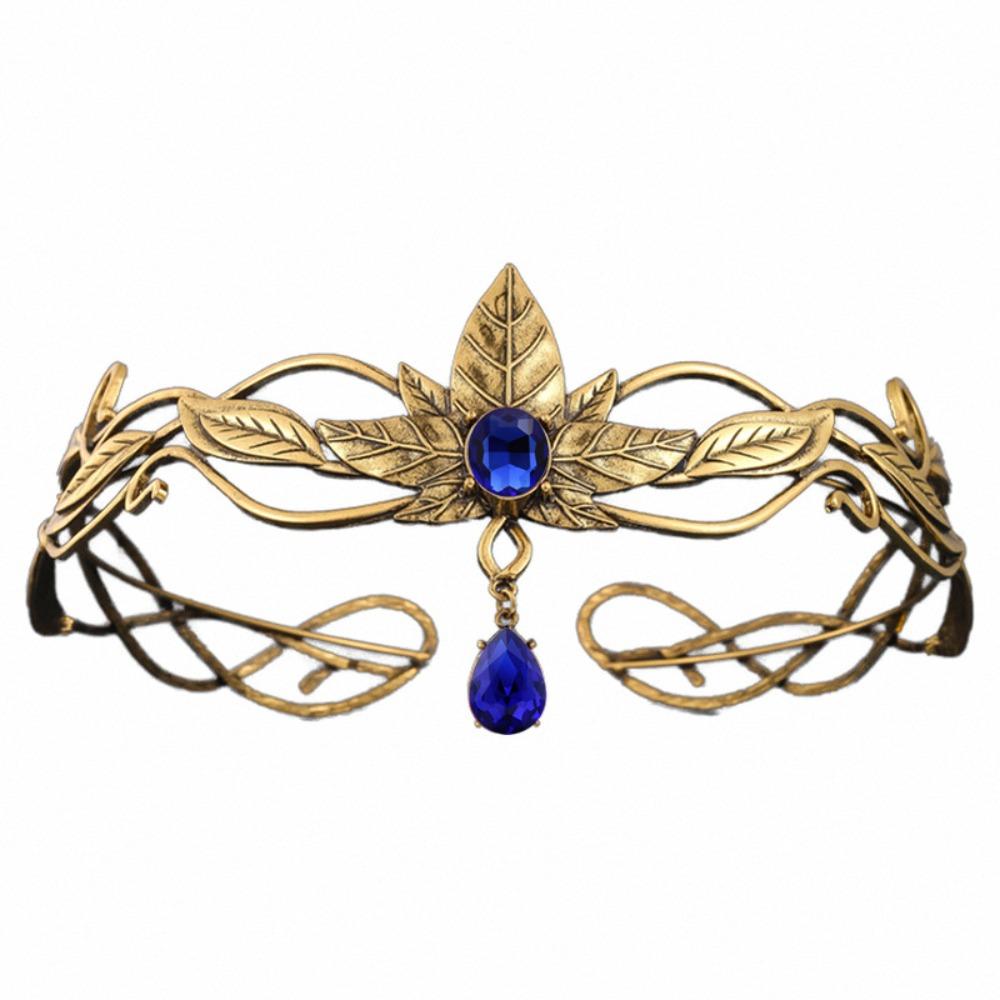 

Elegant King Round Elves Crown Vintage Princess Diadems Goddess Tiaras Bridal Party темно-синього кольору