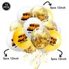 12 Inch Glitter Balloon Cartoon Print Police Car, School Bus, Ambulance Latex Balloon Safety Knowledge Party Decoration