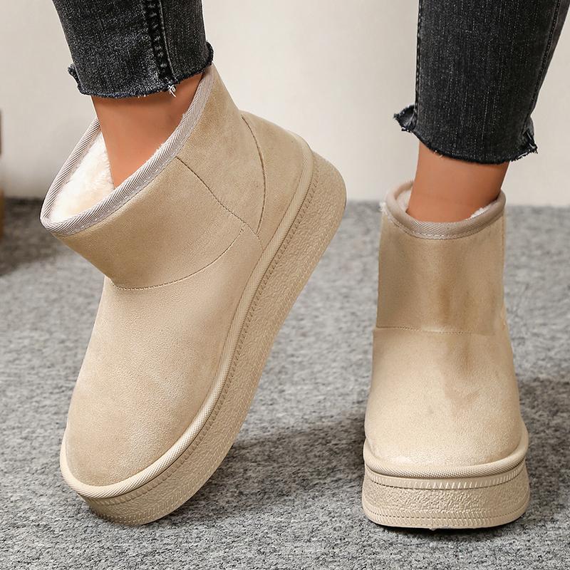Thicken Plush Women's Snow Boots Winter Anti Slip Platform Cotton Padded Shoes Woman Faux Suede Fleece Lining Short Booties 42