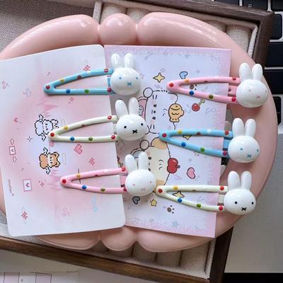 Cute Polka Dot Miffy Rabbit Hair Clip - Versatile Heart Hairpin for Girls