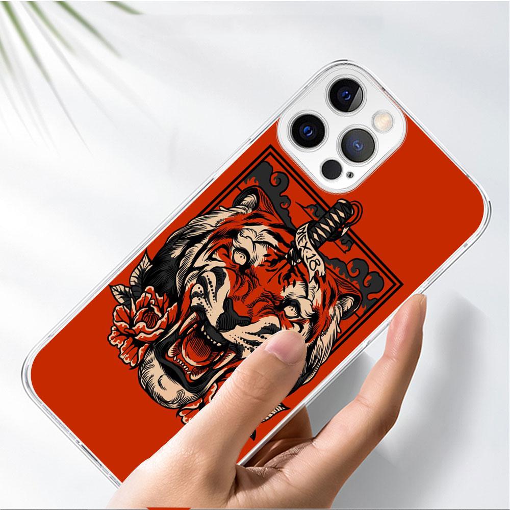Tiger Tier Fall Für Apple iPhone 11 13 14 12 Pro 7 8 Plus XR X XS Max 6 6S 14Pro Klar Silikon Telefon Abdeckung Coque