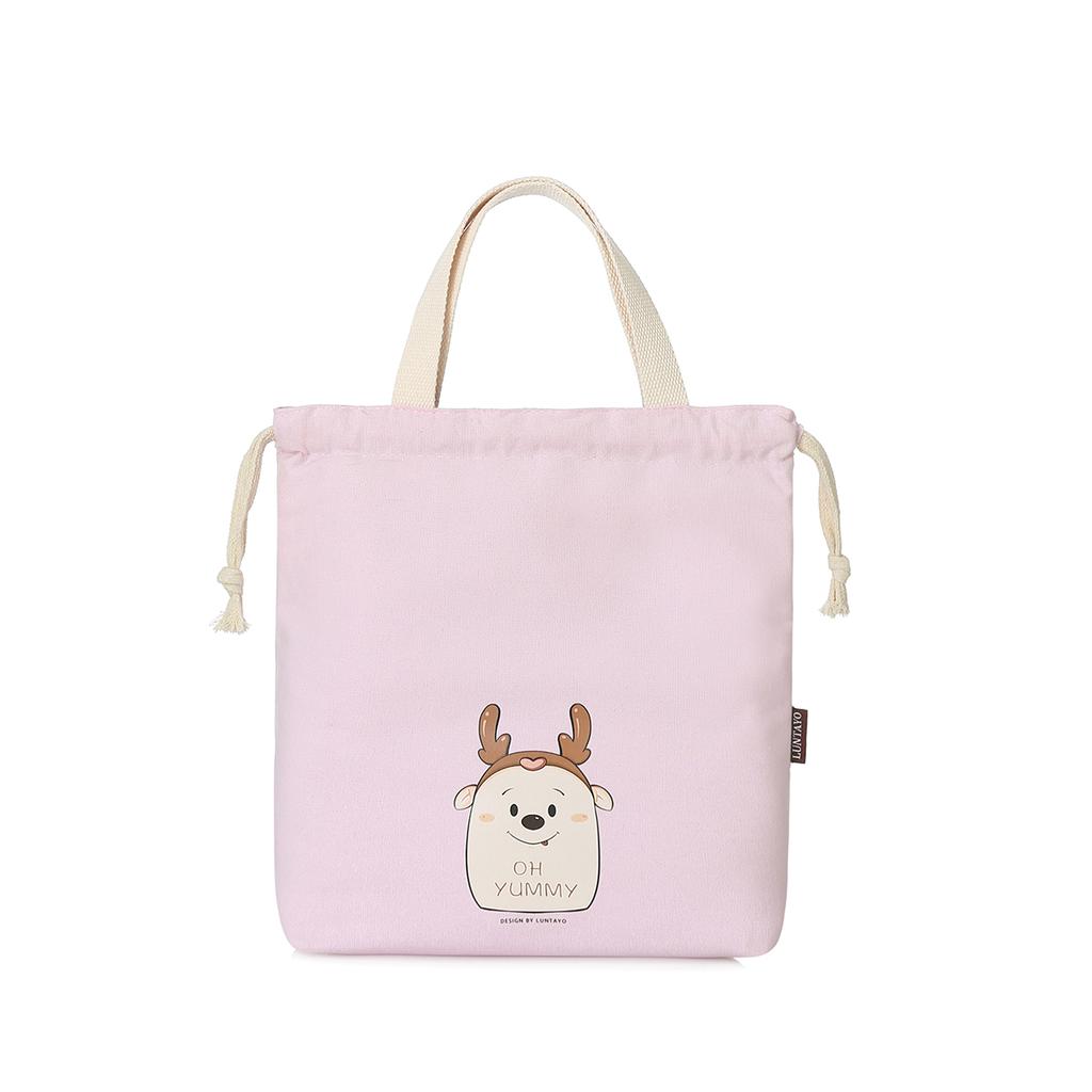 Lunch Bento Tote Pouch Reusable Small Cute Lunch Bag with Drawstring Suitable for Girls Adults Women Work Beach Camping Picnic