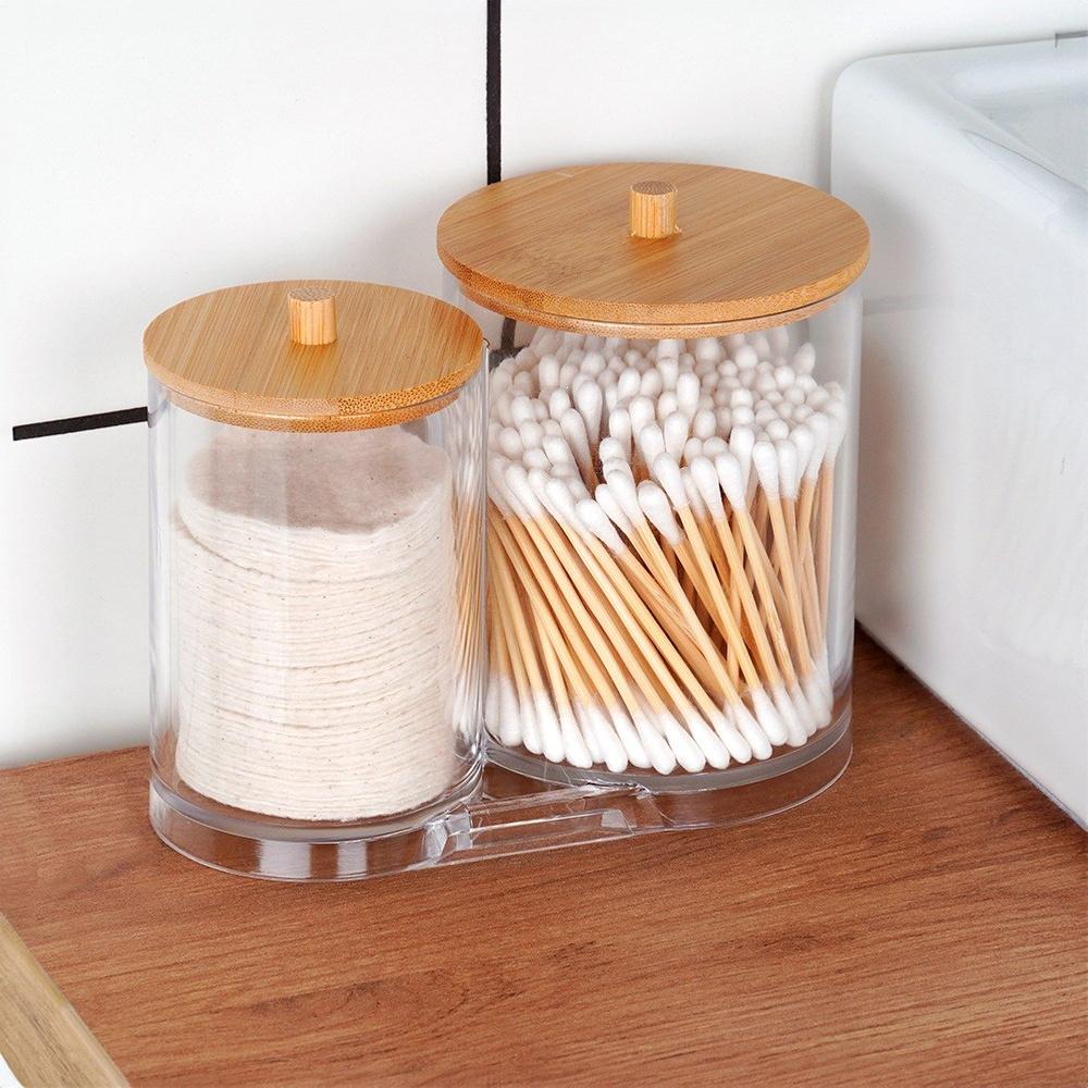 Bathroom Container Organizer Sticks Cosmetic Pads Hygienic 2in1