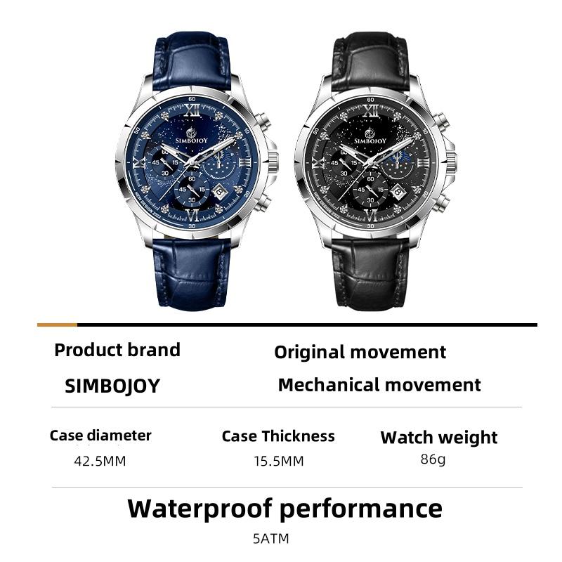Top Brand Men's Watch Six Needle Calendar Night Light Waterproof Leisure Fashion Quartz Watch Comes with a Watch Box