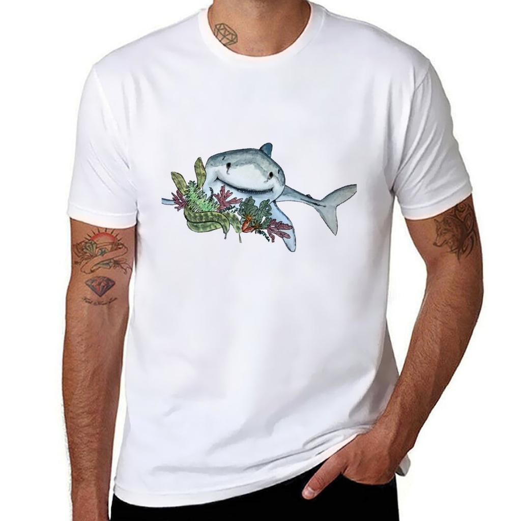 Happy Shark With Seaweed TShirt Thanksgiving Casual Tee